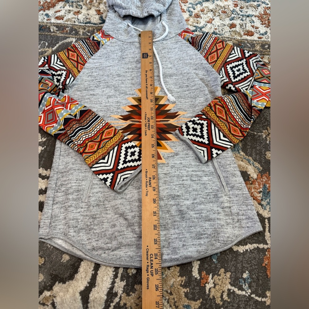 Womens LS Button Collar Drawstring Pullover Hoodi… - image 5